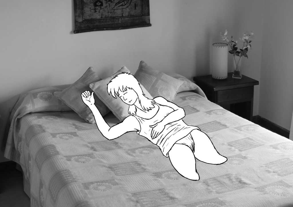 Asleep on the bed