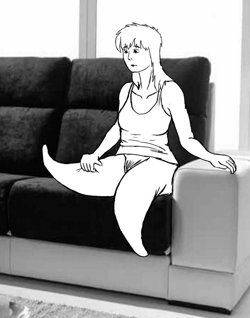 Sitting on the couch, feeling newly-grown right appendage