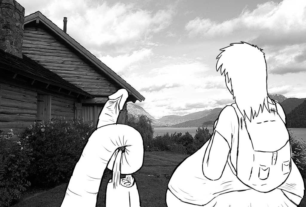 Standing outside her new home, freshly arrived