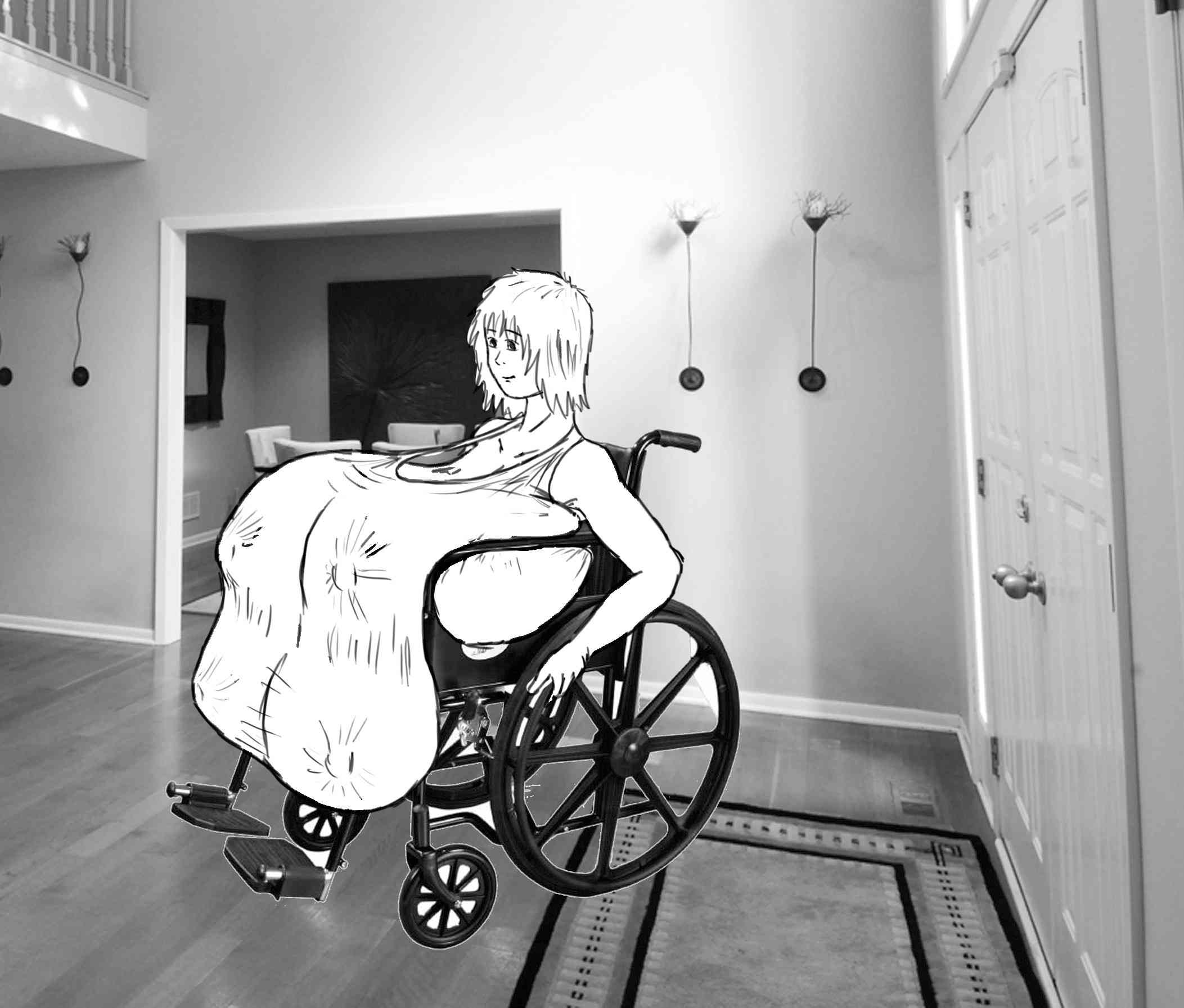 Dani rolls through the entryway